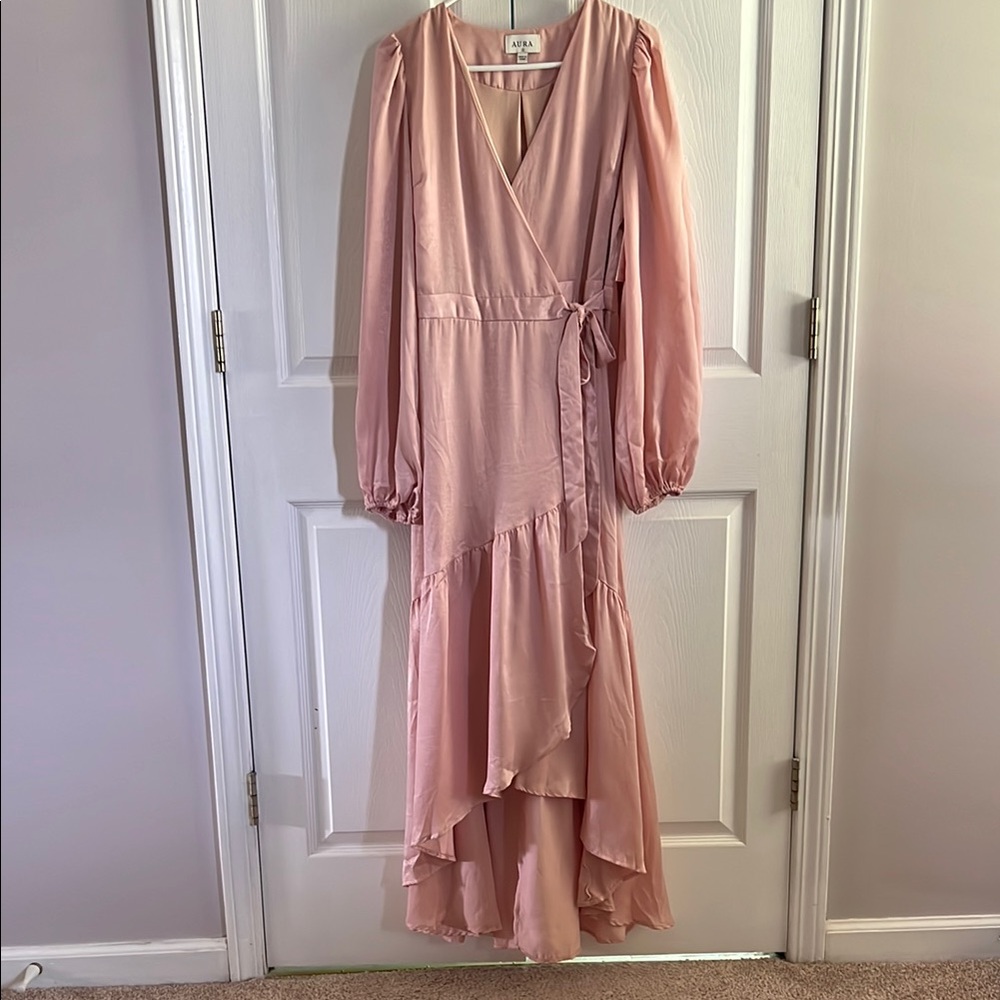 Red Dress Boutique Pink Asymmetrical Wrap Gown